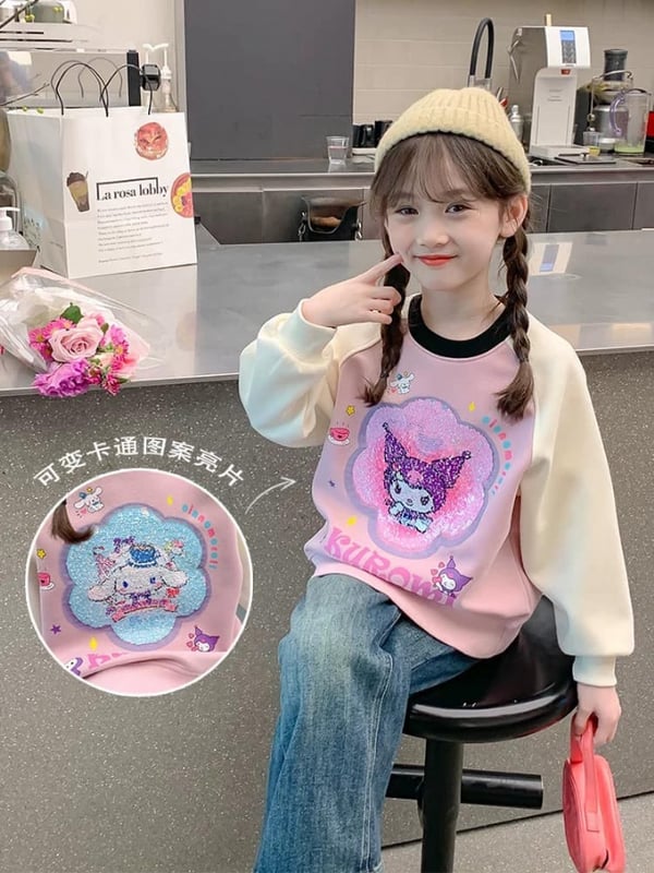 三丽鸥反转亮片卫衣-紫色