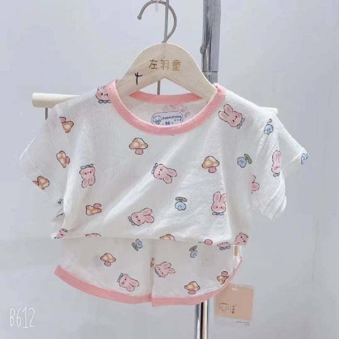 小兔子奥戴尔提花短袖套装