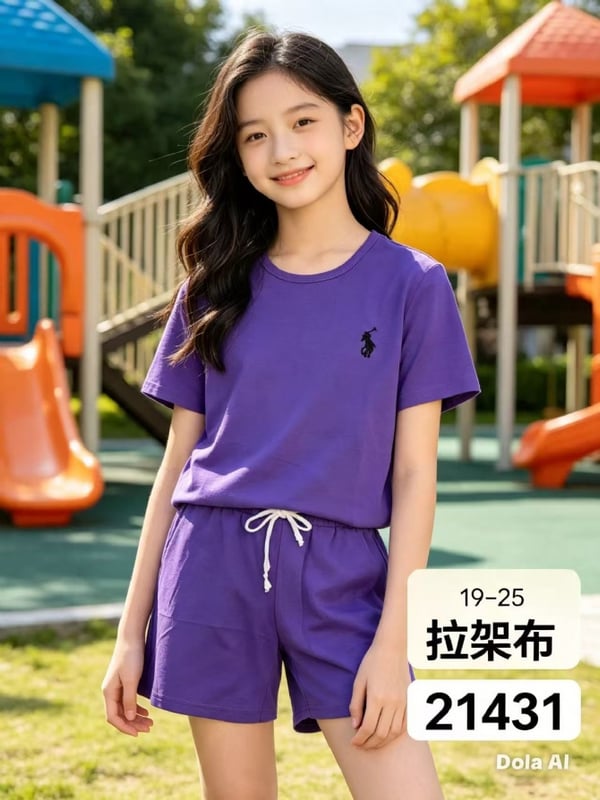 小馬家棉質套裝📌顏色：紫色(小童/大童）
