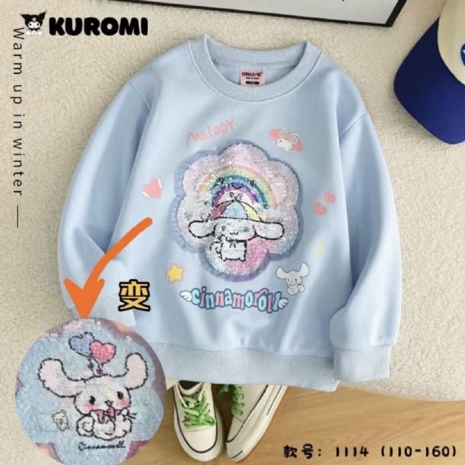 玉桂狗反转亮片卫衣-蓝色