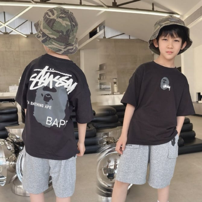 LOGO黑色上衣(小童/大童）