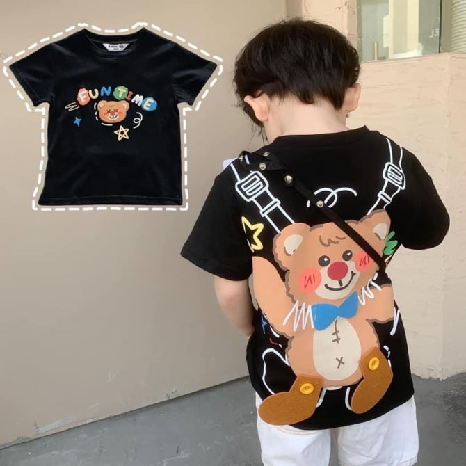 彩虹字母立体小熊上衣📌顏色：黑色