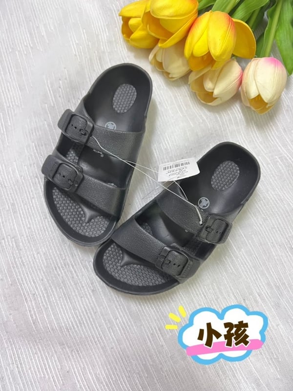 双带百搭凉拖鞋-黑色（小孩+大人）