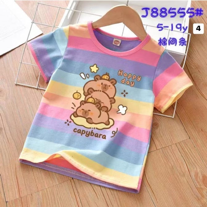 卡皮巴拉彩色棉间条上衣