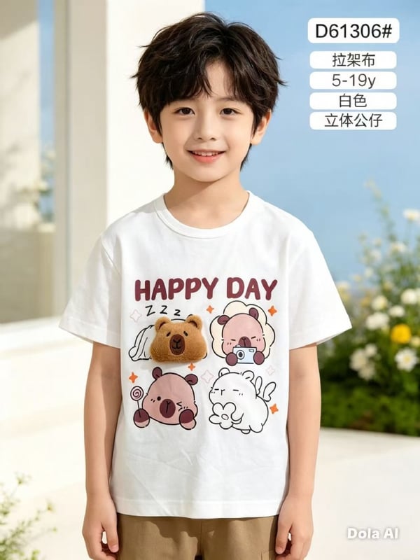 HAPPY DAY卡皮巴拉上衣-白色 (小童/大童）