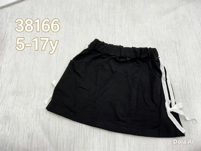 线条蝴蝶结休闲裤裙-黑色