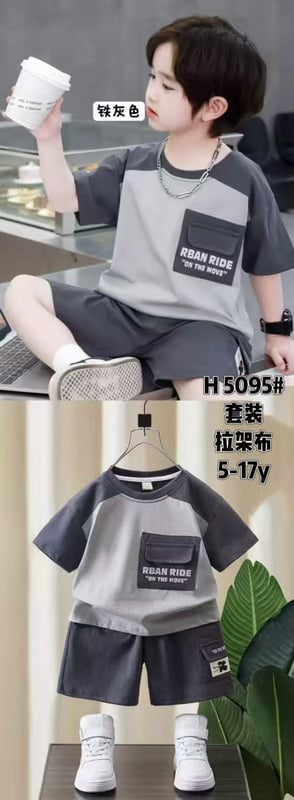 字母口袋套装-铁灰色