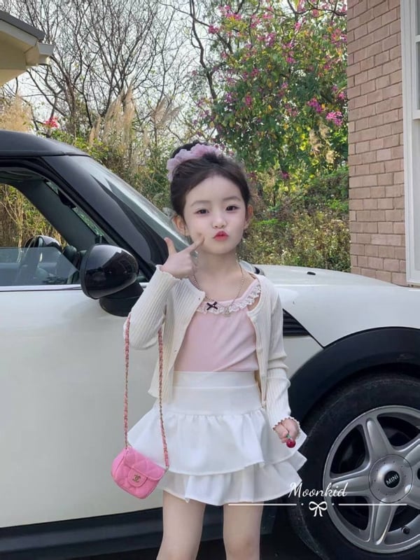 淑女三件套套装-粉米色（衣服有弹性）