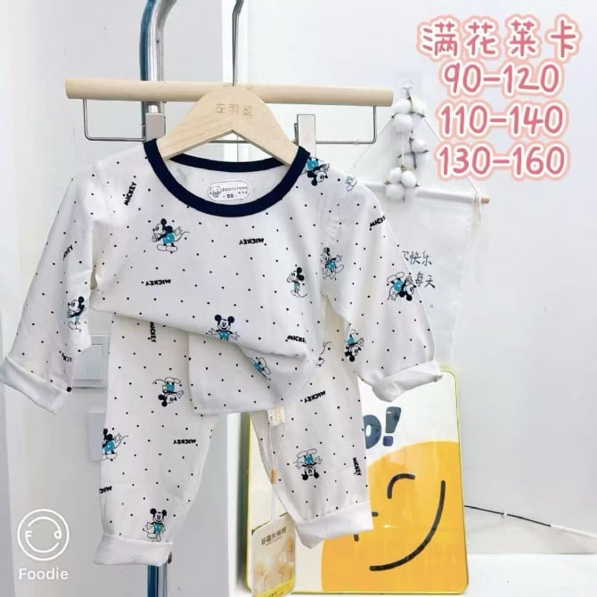 米奇波点家居服-灰色