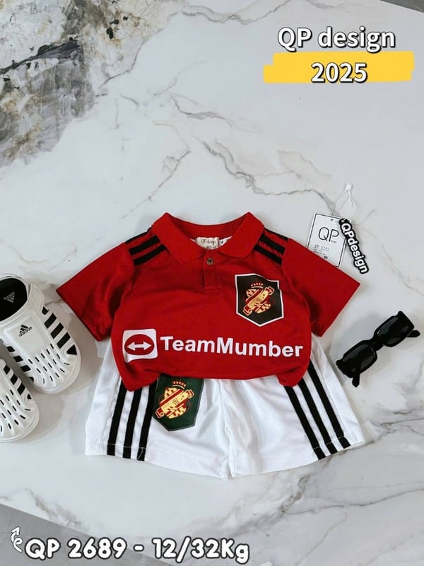 TEAMMUMBER翻领套装-红白色