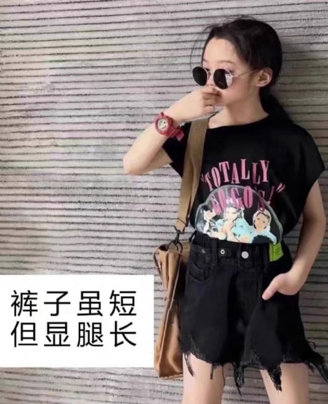破洞短牛仔-黑色